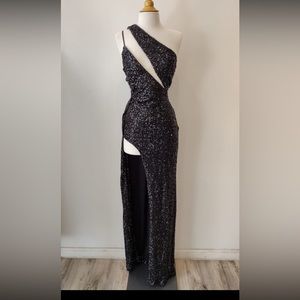 One Shoulder Sequin Maxi Dress